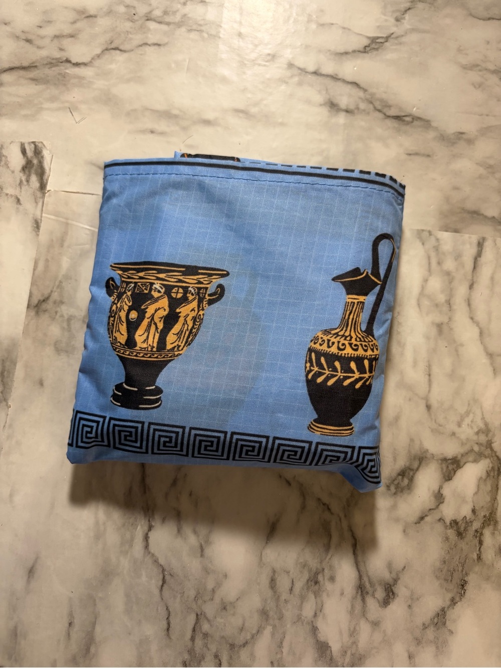 BAGGU Sky Blue lightweight - Ancient Greek Vessels Print Foldable standard Tote - Picture 6 of 6